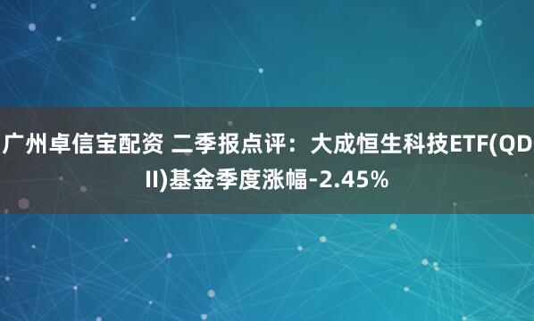 广州卓信宝配资 二季报点评：大成恒生科技ETF(QDII)基金季度涨幅-2.45%