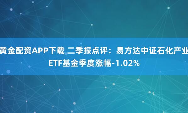 黄金配资APP下载 二季报点评：易方达中证石化产业ETF基金季度涨幅-1.02%
